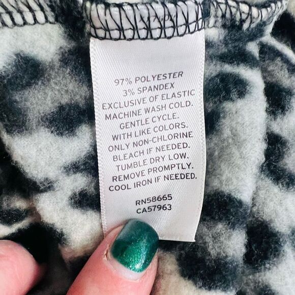 Abound Womens Black Giada Leopard Print Gather Waist Fleece Sweater Top XS - Picture 6 of 7